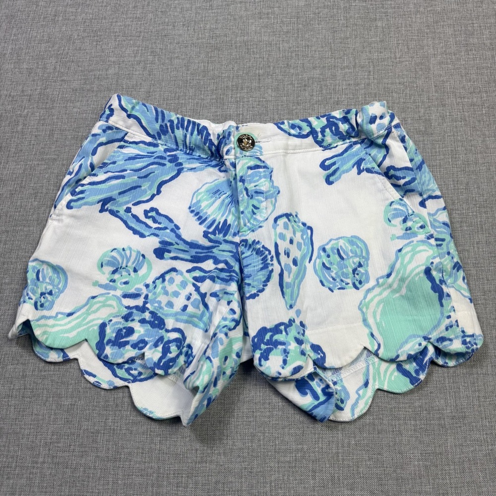 Lilly Pulitzer Floral Buttercup Hot Pants Women's 00 White Pockets 5" Inseam